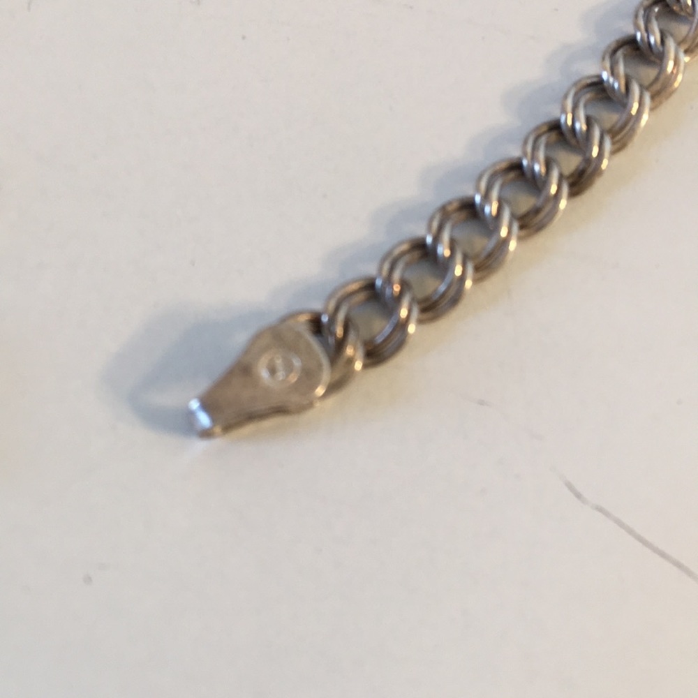 Double Loop .925 Silver Charm Or Layering Bracelet - image 2